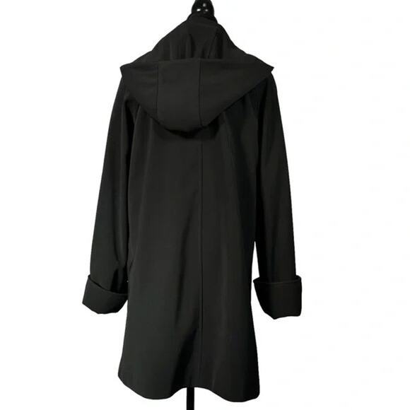 London Fog Classic City Black Midi Lined Trench Raincoat 129 - Picture 3 of 5